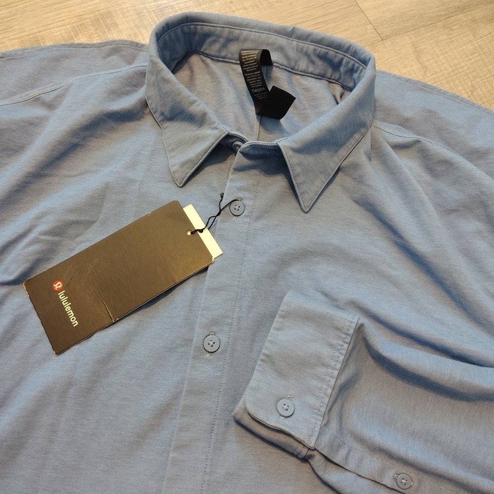 Lululemon Commission Long Sleeve Buttondown XXL Dress Mens Casual Shirt New Blue